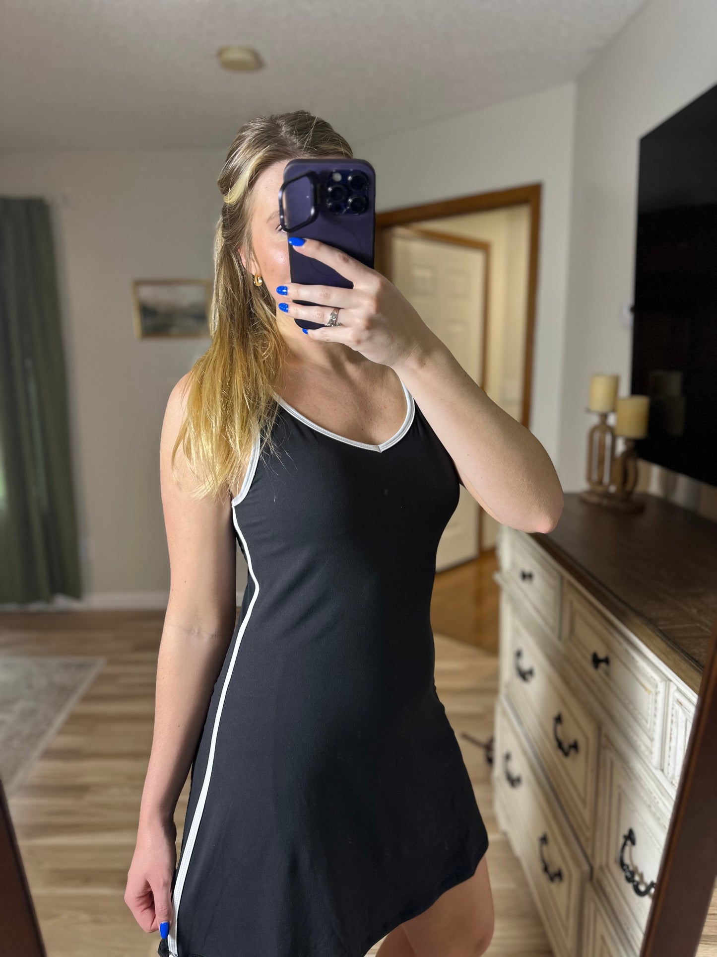 Neutral Stripe Athletic Dress