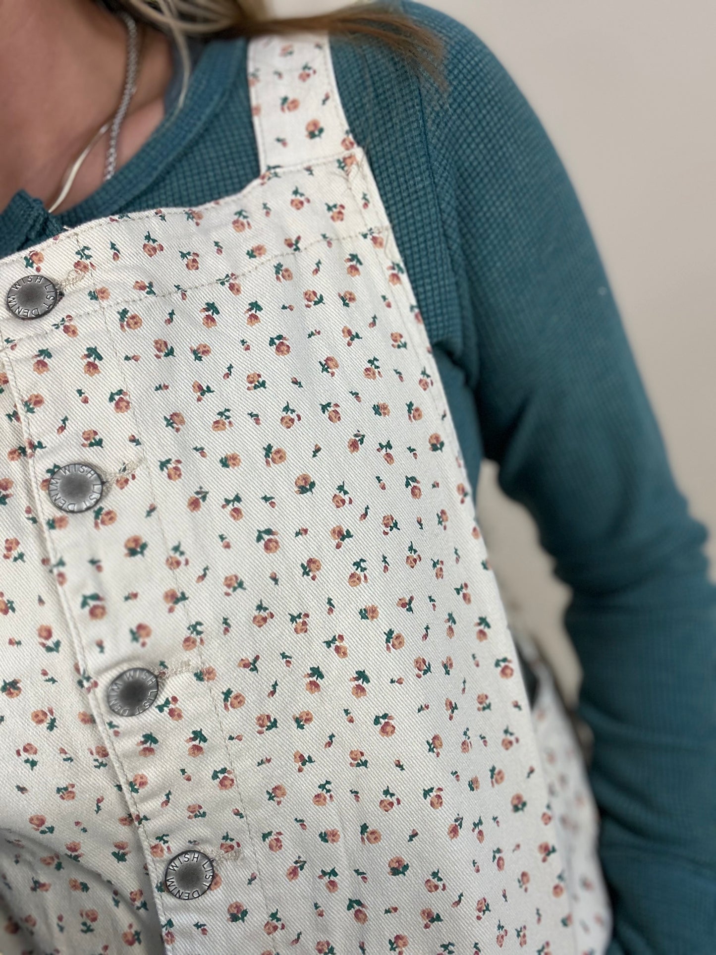 Cream Floral Overalls